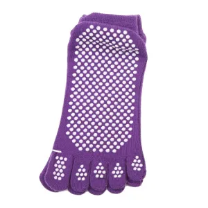 1 Pair Four Seasons Cotton Five-Toed Yoga Socks Silicone Non-Slip Five-Toed Socks(Purple)