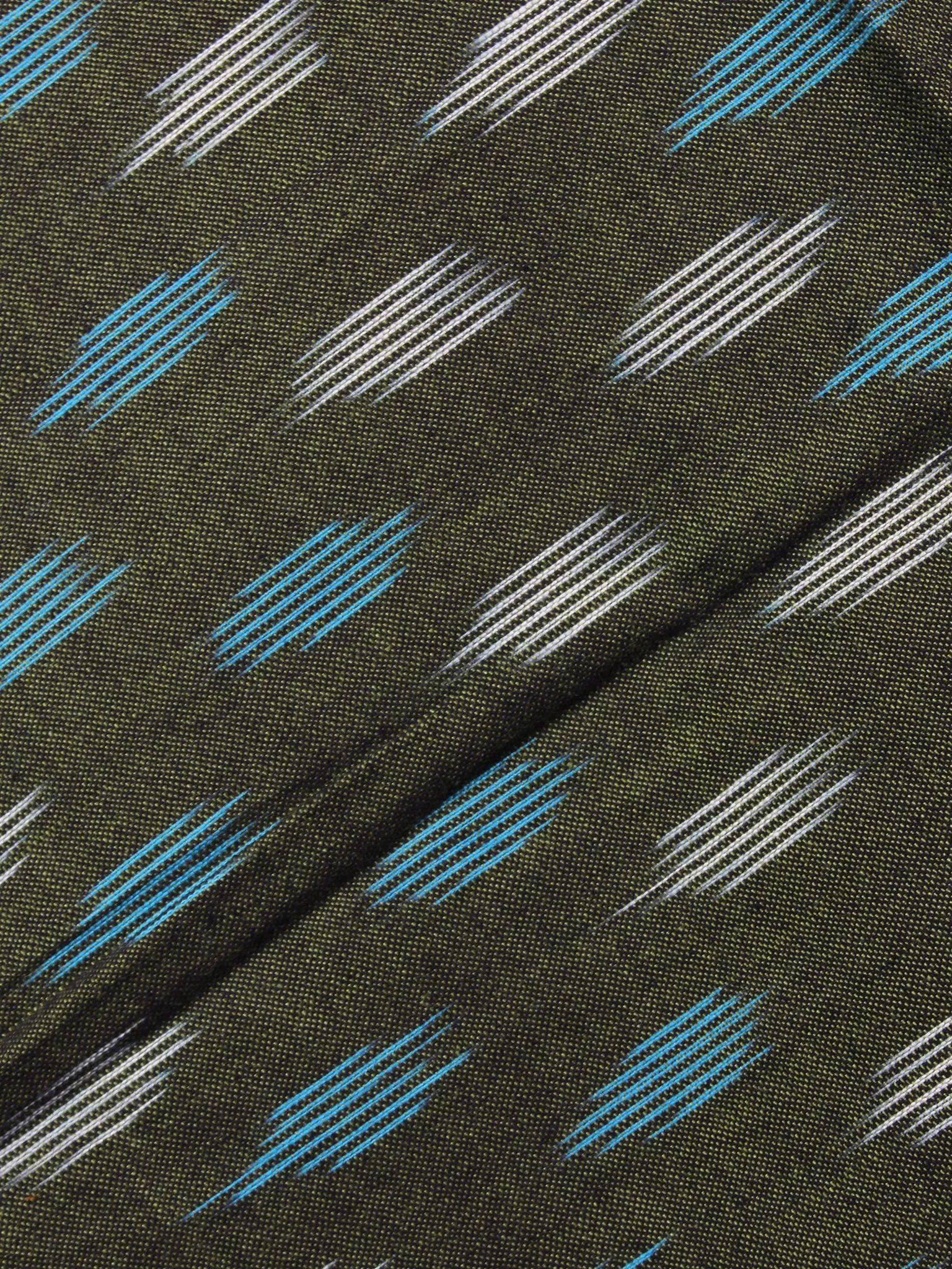 Asparagus Green Azure White Ikat Handwoven Cotton Suit Fabric Set of 3 - S1002040