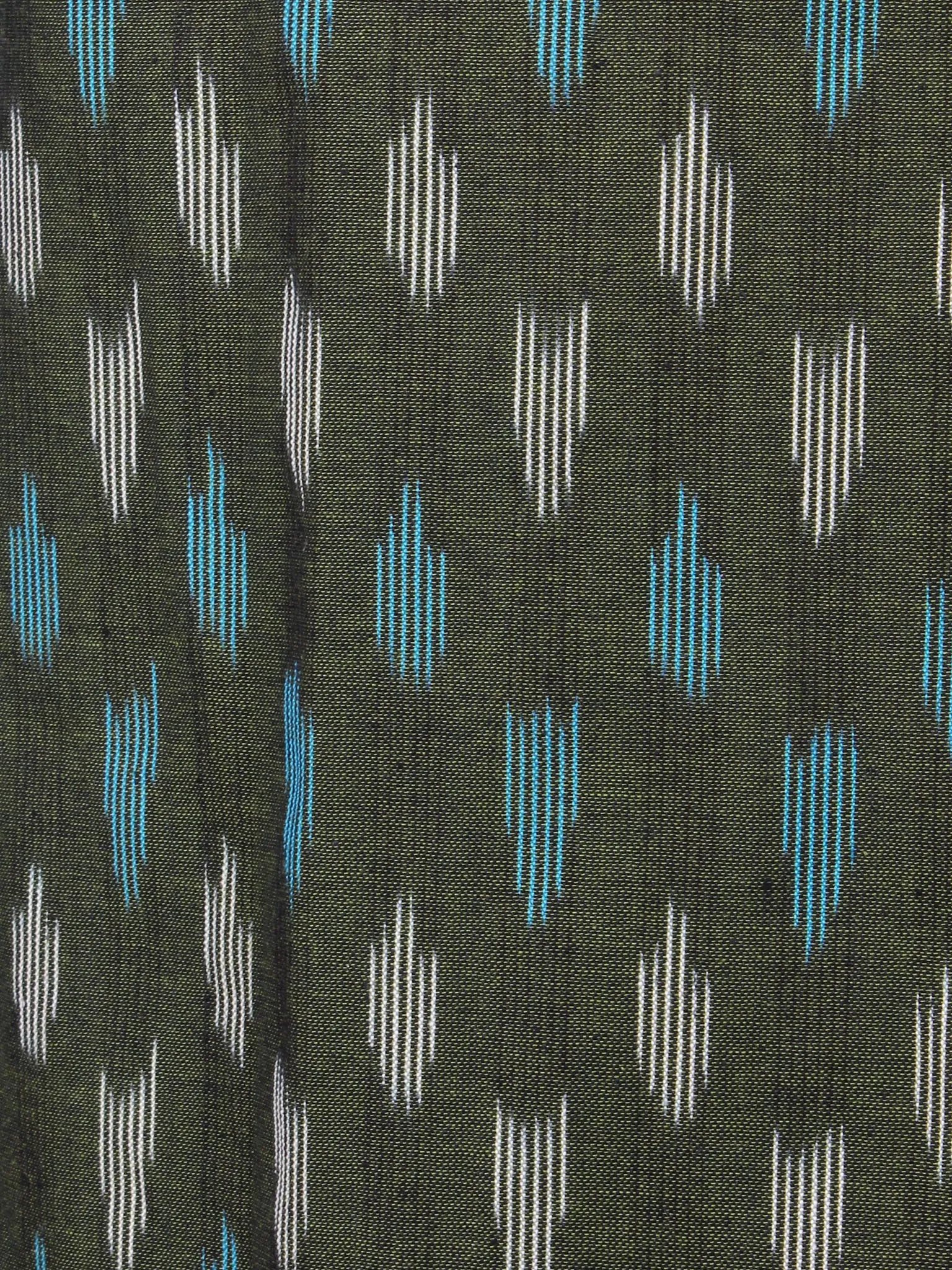 Asparagus Green Azure White Ikat Handwoven Cotton Suit Fabric Set of 3 - S1002040