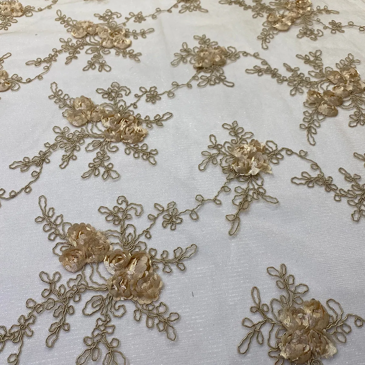 Baby Rose Embroidery Wholesale Fabric in Champagne