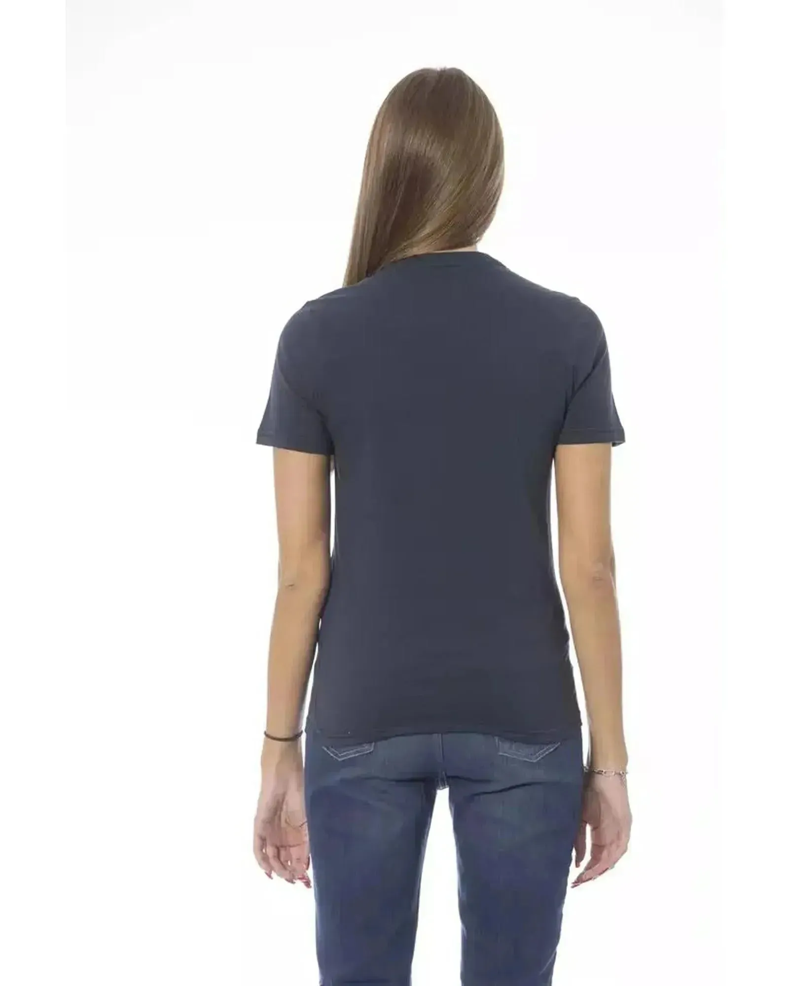 Baldinini Trend Women's Blue Cotton Tops & T-Shirt - L