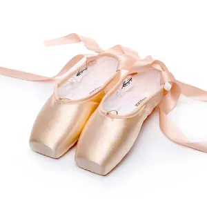 Ballet Lace Pointe Shoes Professional Flat Dance Shoes, Size: 39(Satin Nude)