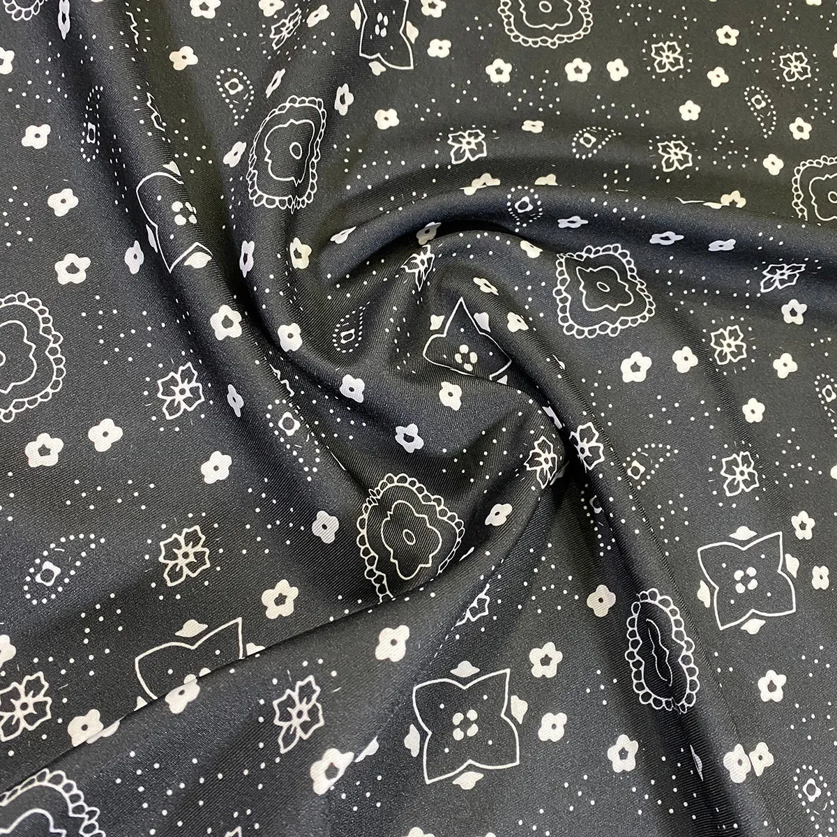 Bandana (Poly Print) Wholesale Fabric in Black