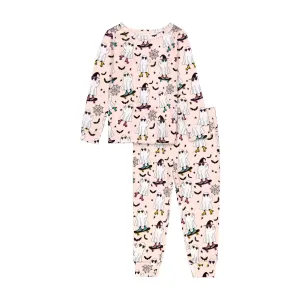 Bird & Bean Bamboo Long Sleeved PJ Set - Ghouls Night Out (Coral Blush)