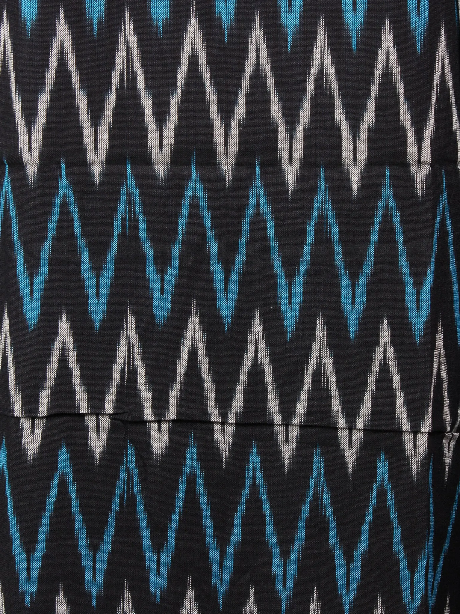 Black Azure White Ikat Handwoven Cotton Suit Fabric Set of 3 - S1002034