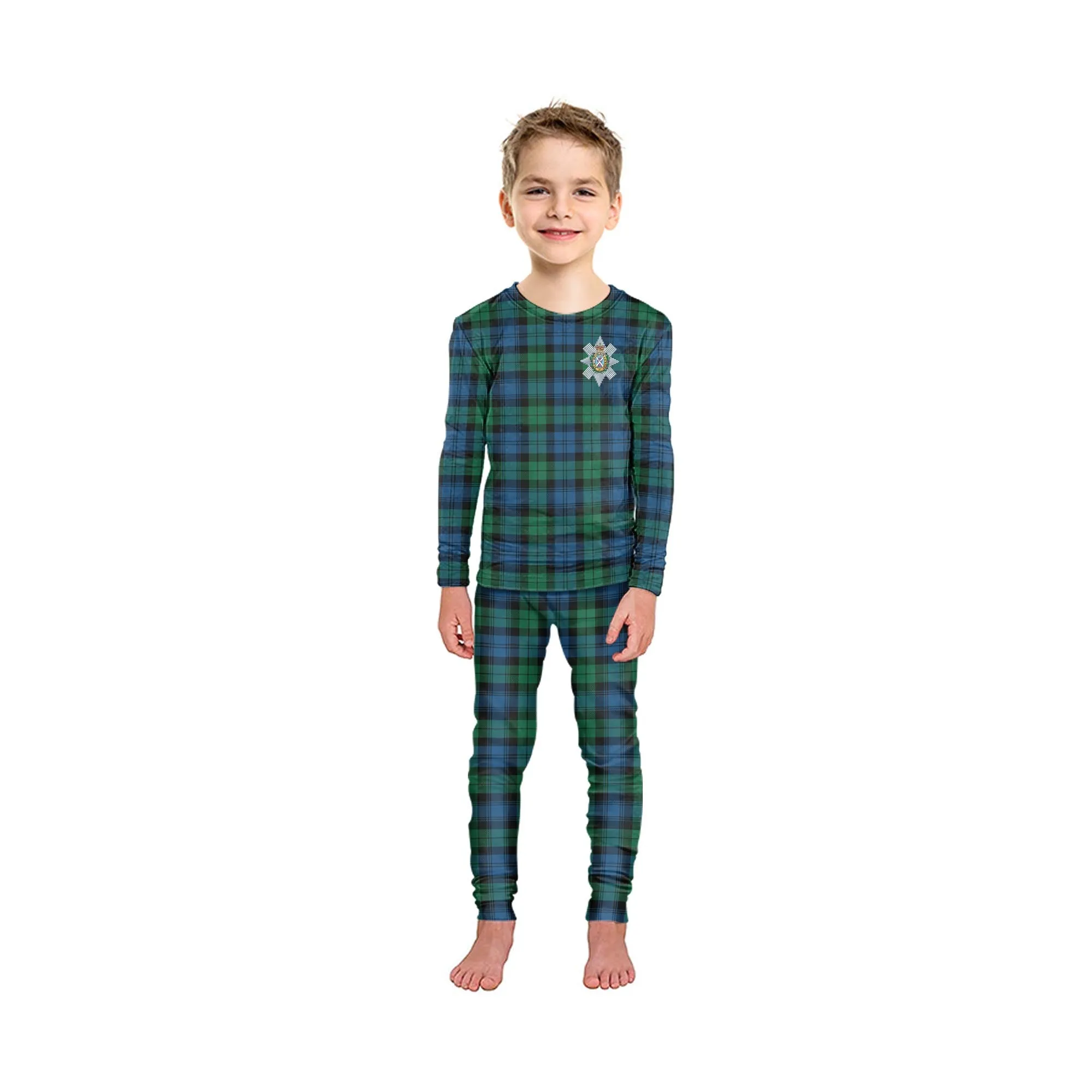 Black Watch Ancient Tartan Pajamas Family Set with Family Crest