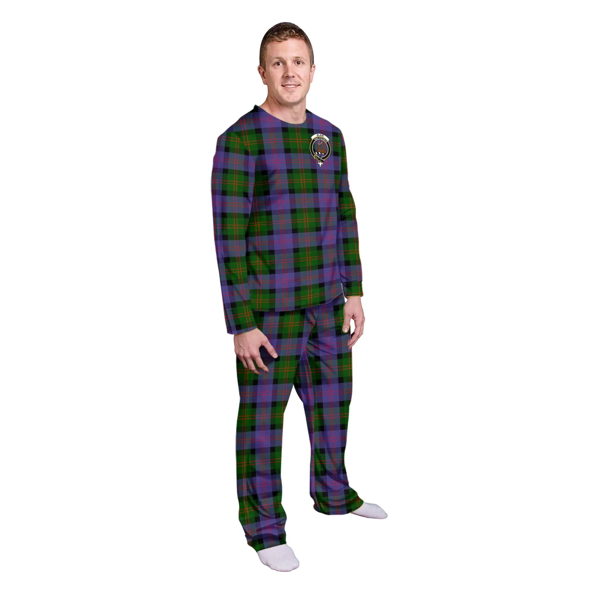 Blair Modern Tartan Pajamas Family Set with Family Crest