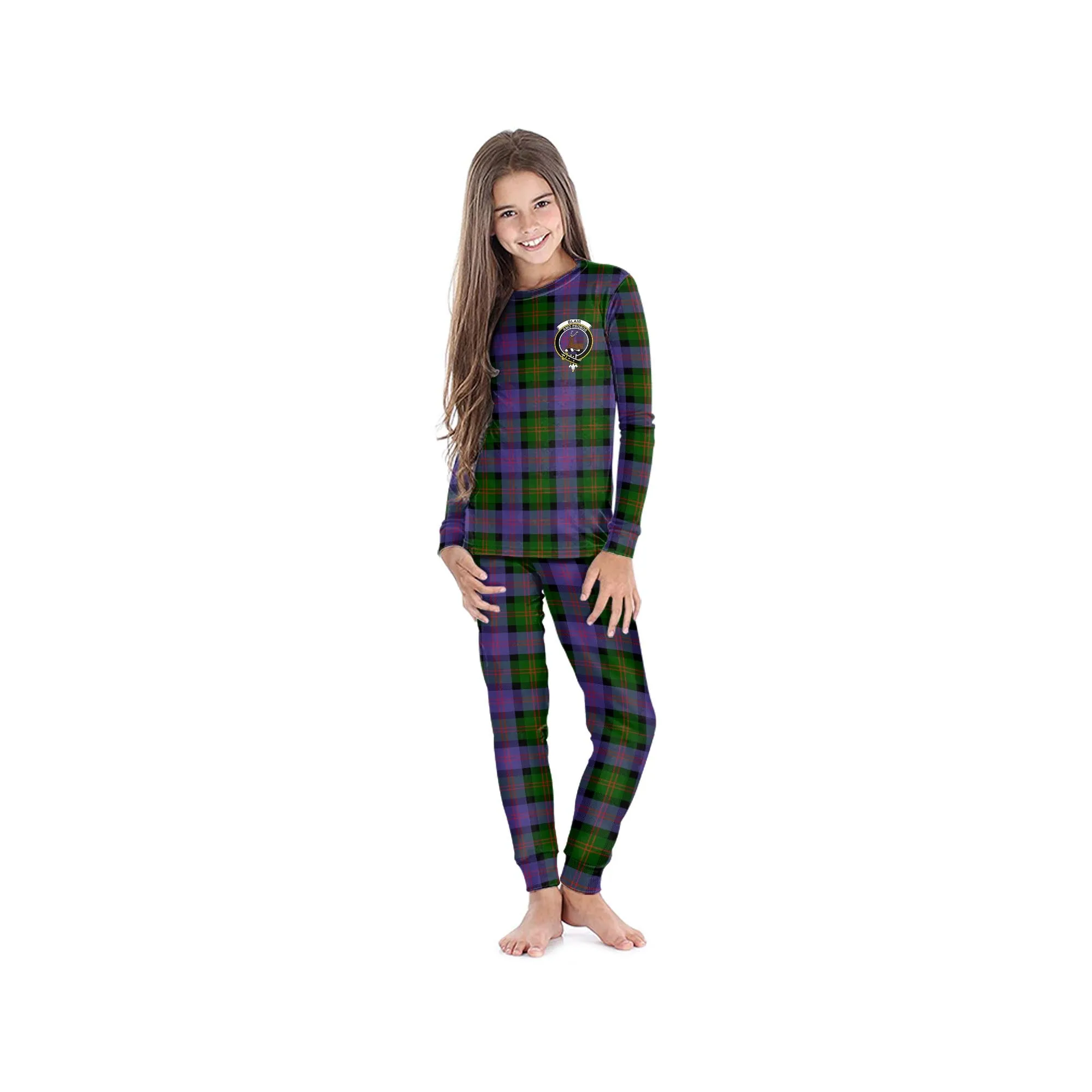 Blair Modern Tartan Pajamas Family Set with Family Crest