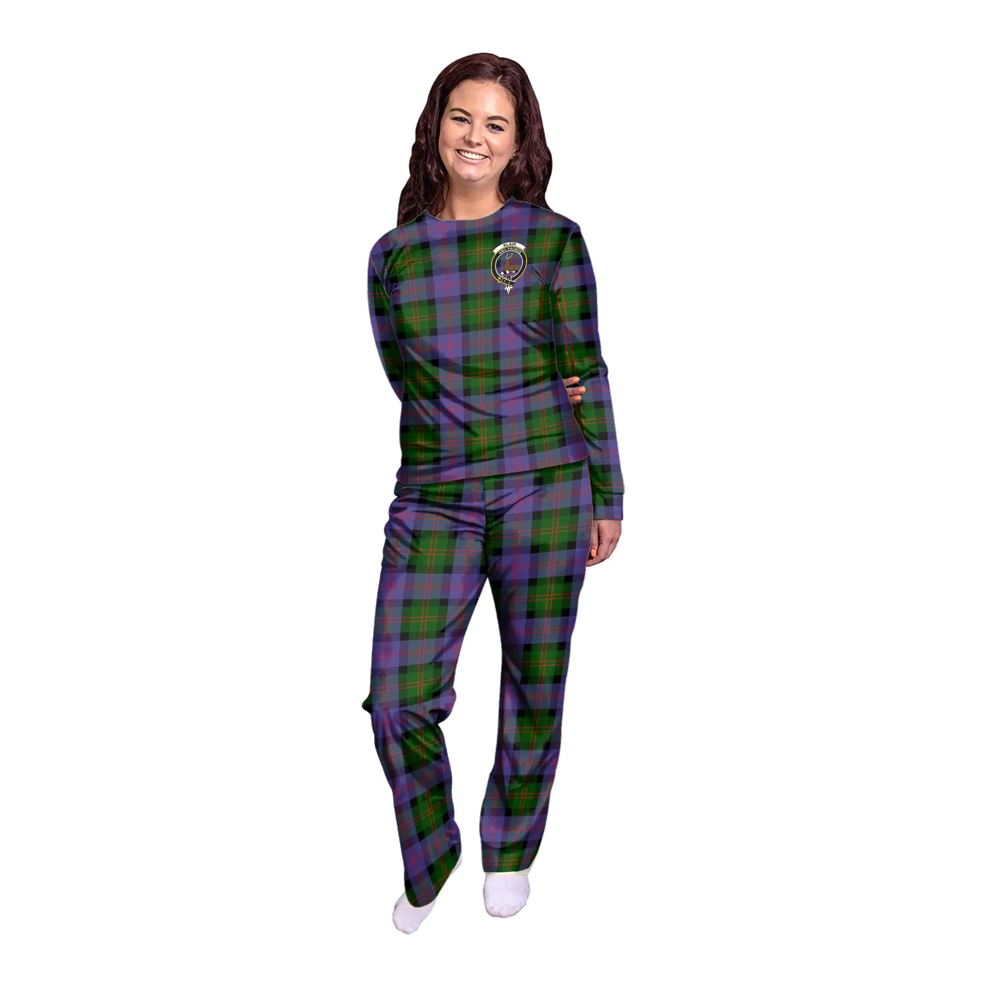 Blair Modern Tartan Pajamas Family Set with Family Crest