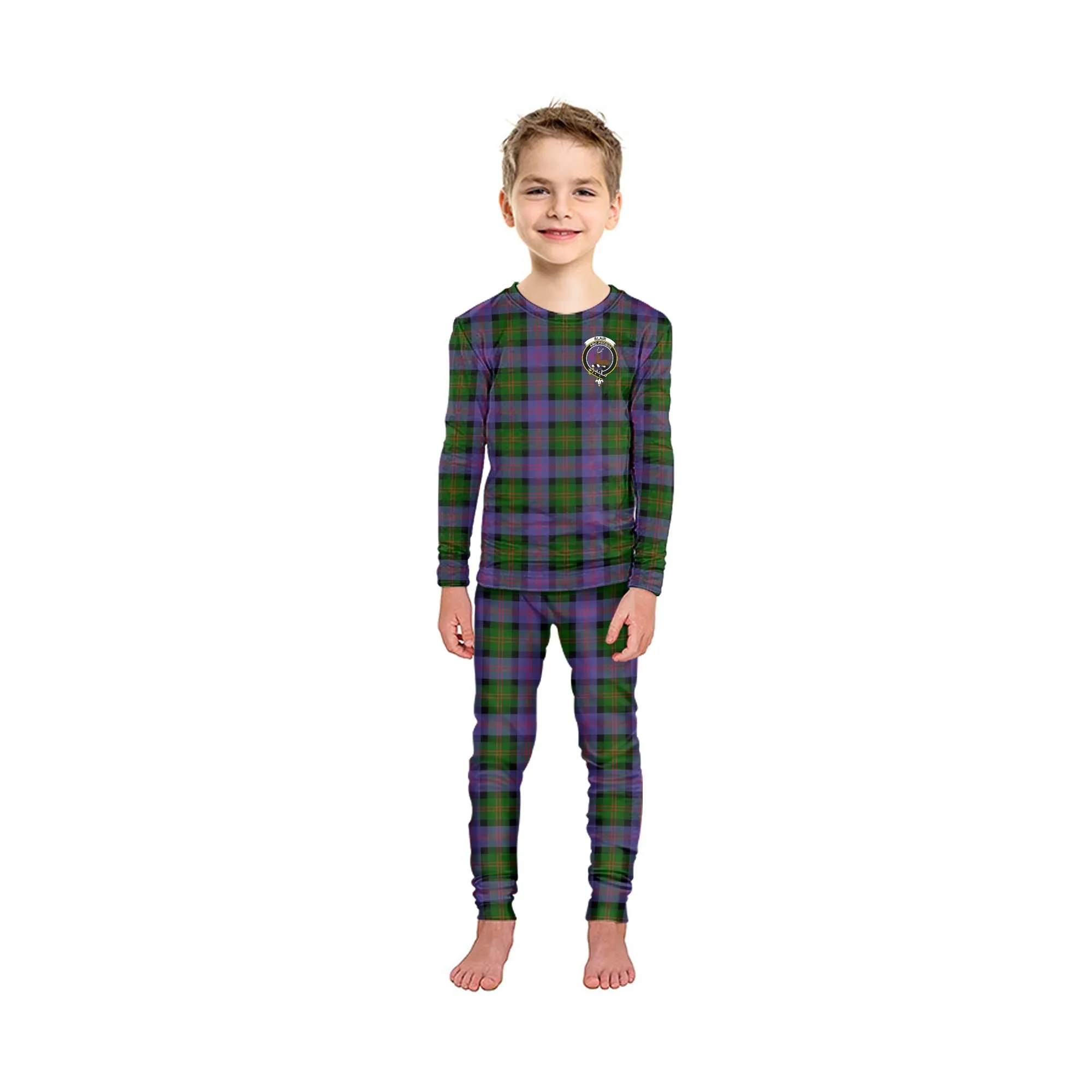 Blair Modern Tartan Pajamas Family Set with Family Crest