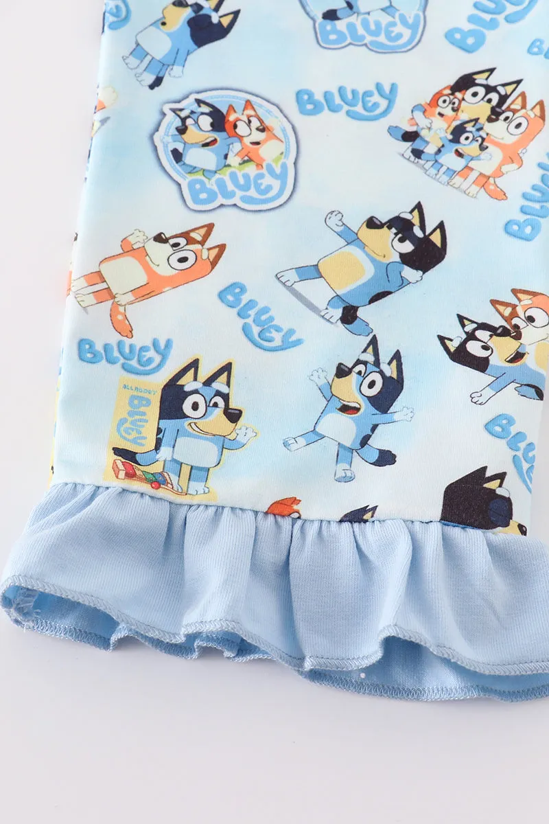 Blue character girl pajamas set