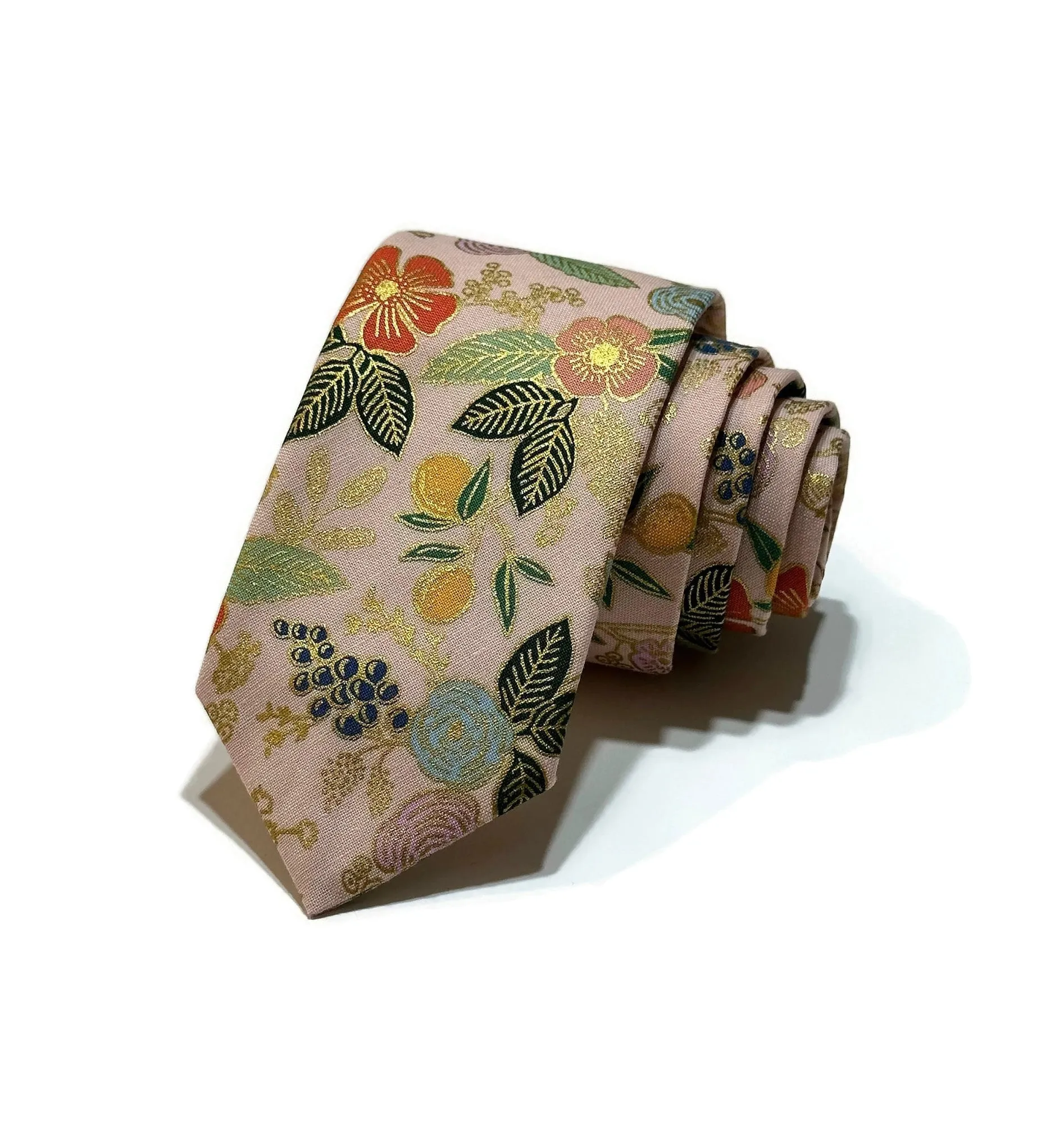 Blush Metallic Colette Floral Necktie