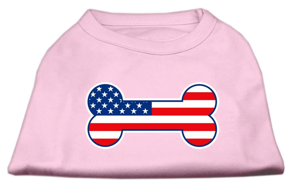 Bone Shaped American Flag Screen Print Shirts  Light Pink S (10)