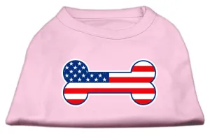 Bone Shaped American Flag Screen Print Shirts  Light Pink S (10)