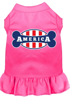 Bonely In America Screen Print Dress Bright Pink Med (12)