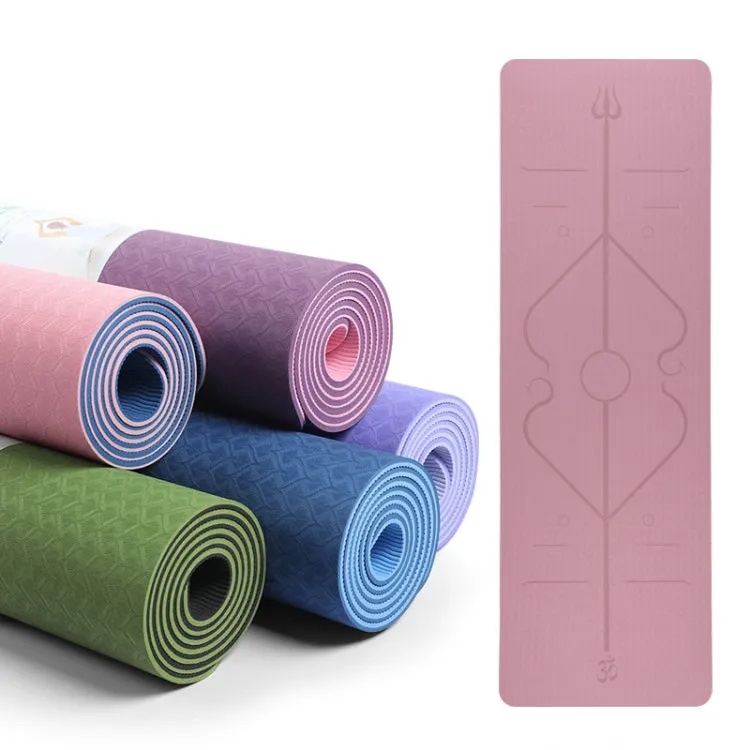 BSJ002 TPE Double Layer Two-Color Yoga Mat Fitness Mat with Body Line, Specification: 183 x 80 x 0.8cm(Bamboo Cyan)