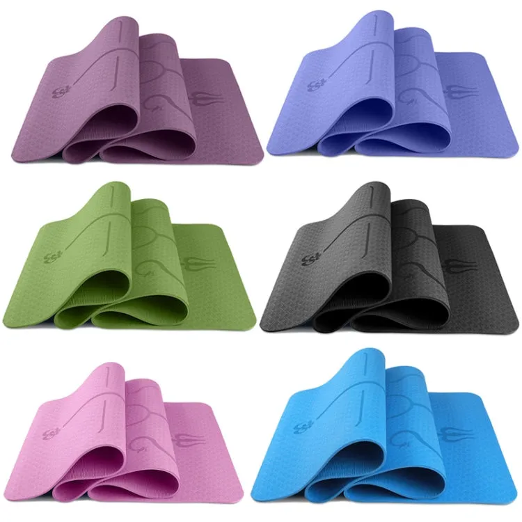 BSJ002 TPE Double Layer Two-Color Yoga Mat Fitness Mat with Body Line, Specification: 183 x 80 x 0.8cm(Bamboo Cyan)