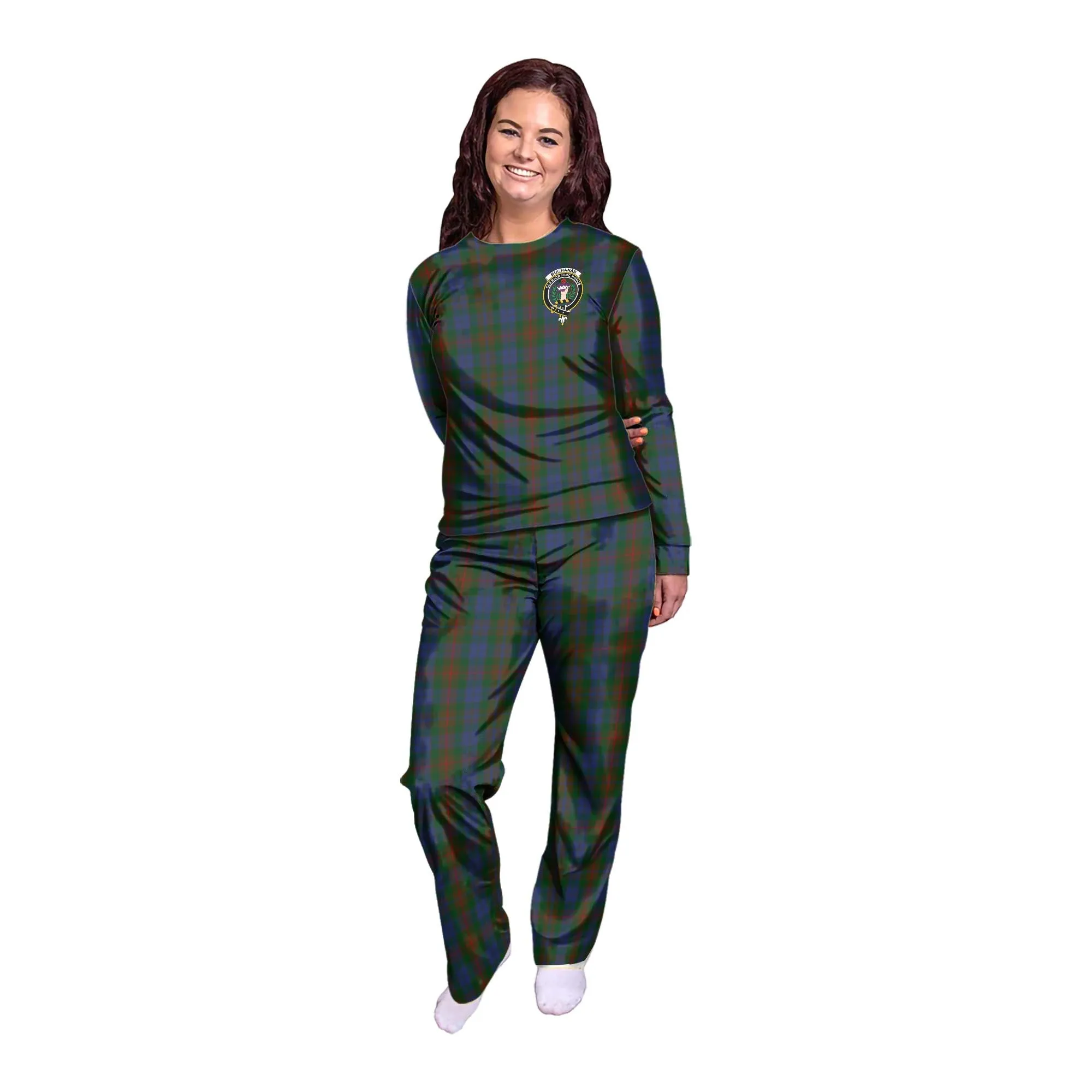 Buchanan Hunting Tartan Pajamas Family Set with Family Crest