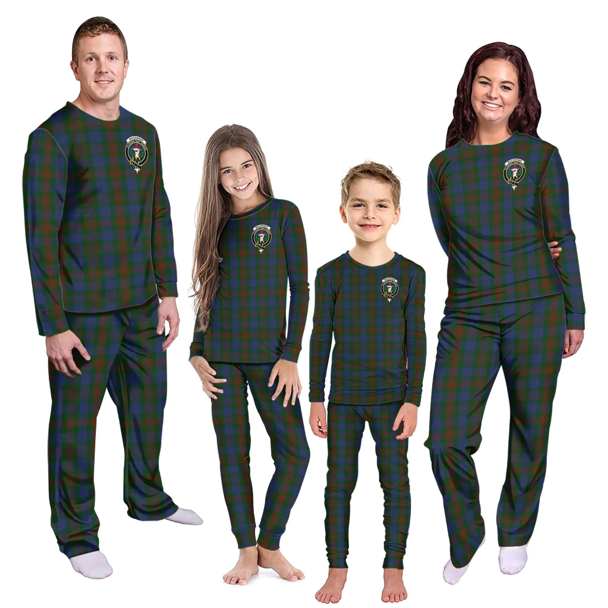 Buchanan Hunting Tartan Pajamas Family Set with Family Crest