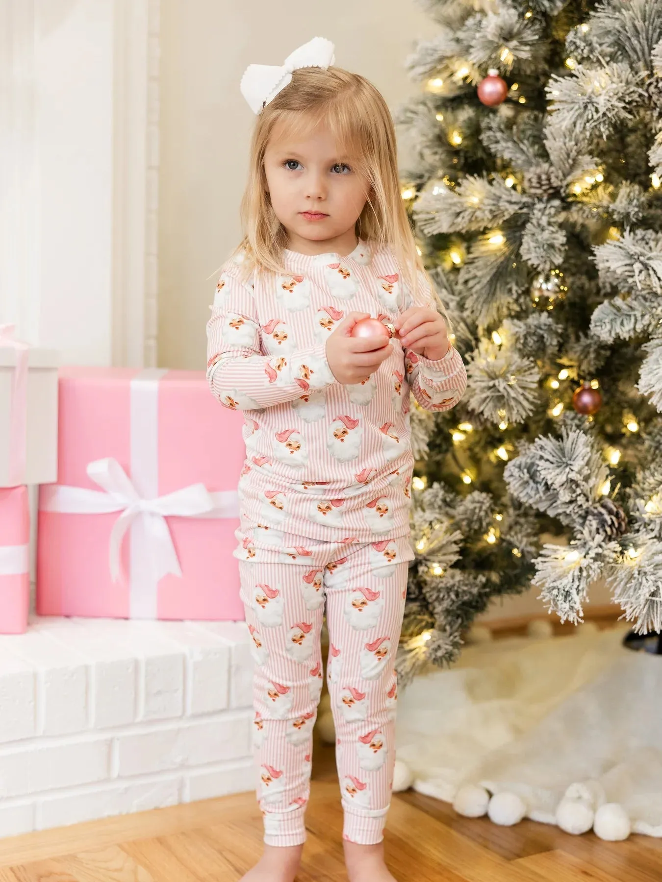 Children's Pajama Set - Santa Baby Pink