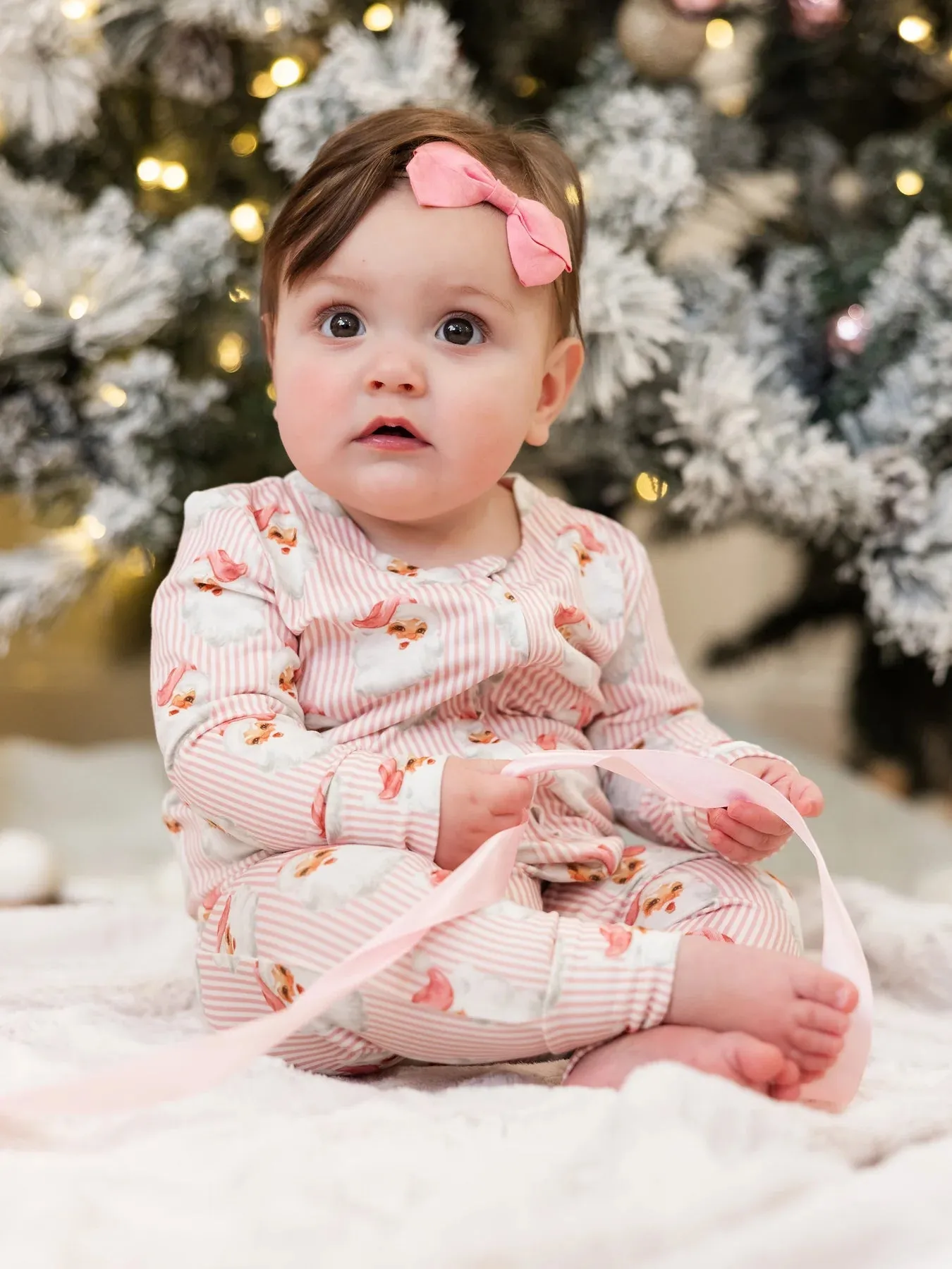 Children's Pajama Set - Santa Baby Pink