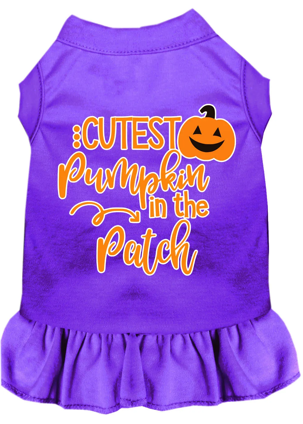 Cutest Pumpkin In The Patch Screen Print Dog Dress Purple Xs