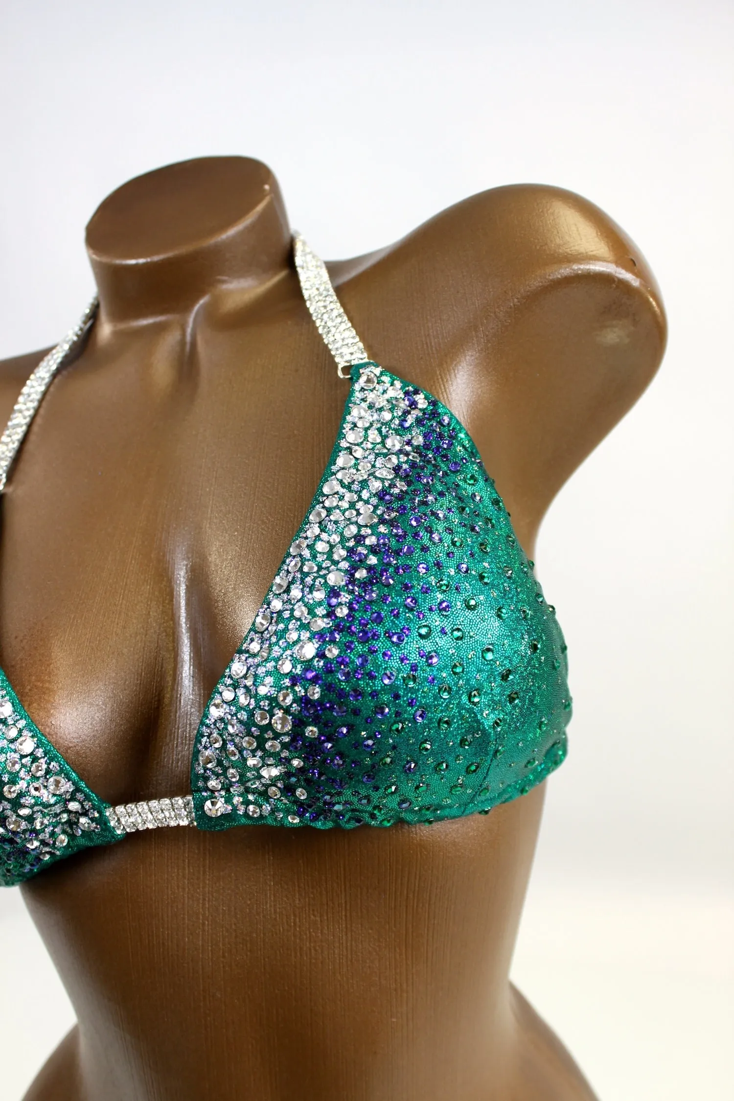 Dark Green Purple Crystals  Figure Competition Suit