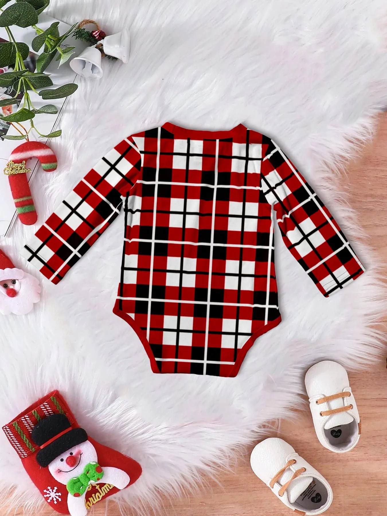 Deer Plaid Printed Family Matching Christmas Pajamas Sets