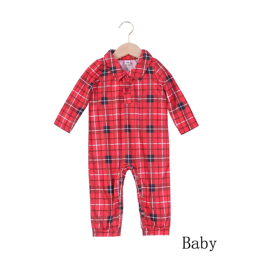 Family Parent-Child Christmas Family Matching Plaid Long Sleeve Pajamas