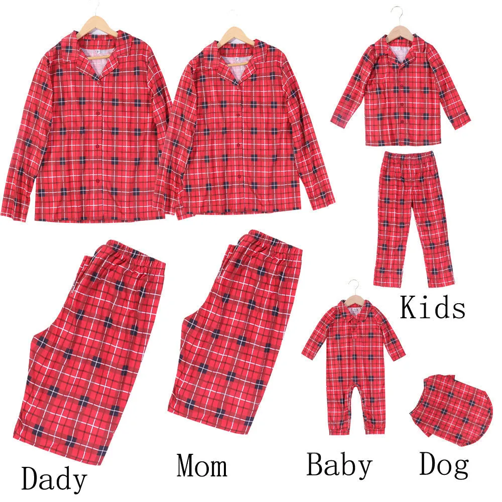 Family Parent-Child Christmas Family Matching Plaid Long Sleeve Pajamas