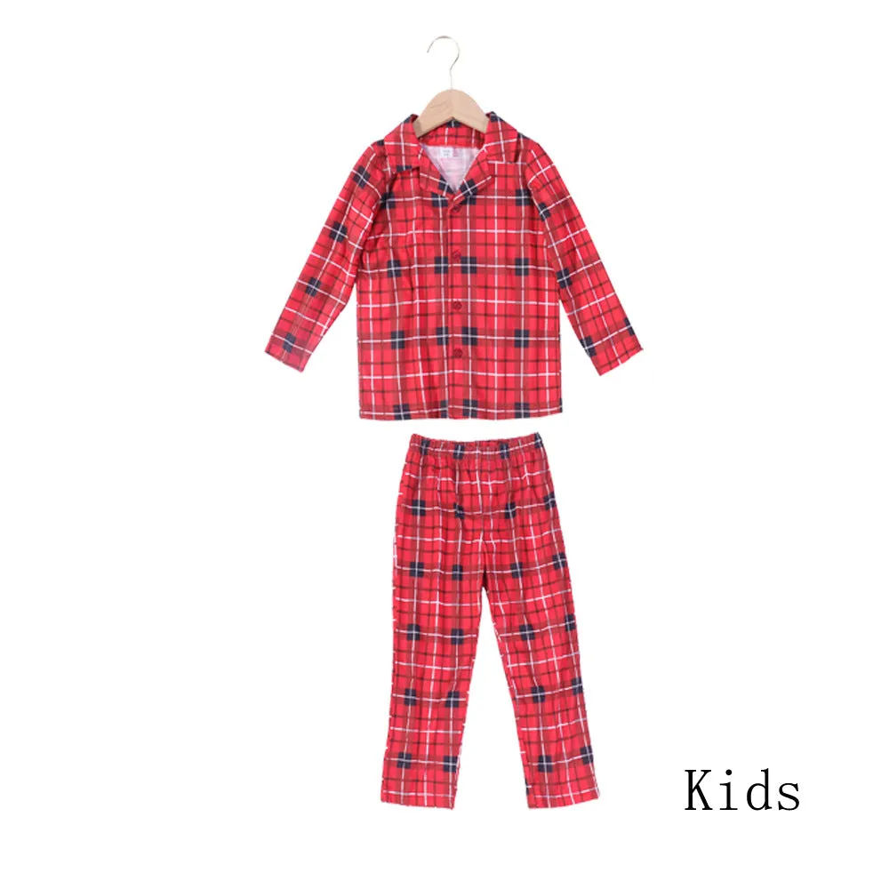 Family Parent-Child Christmas Family Matching Plaid Long Sleeve Pajamas