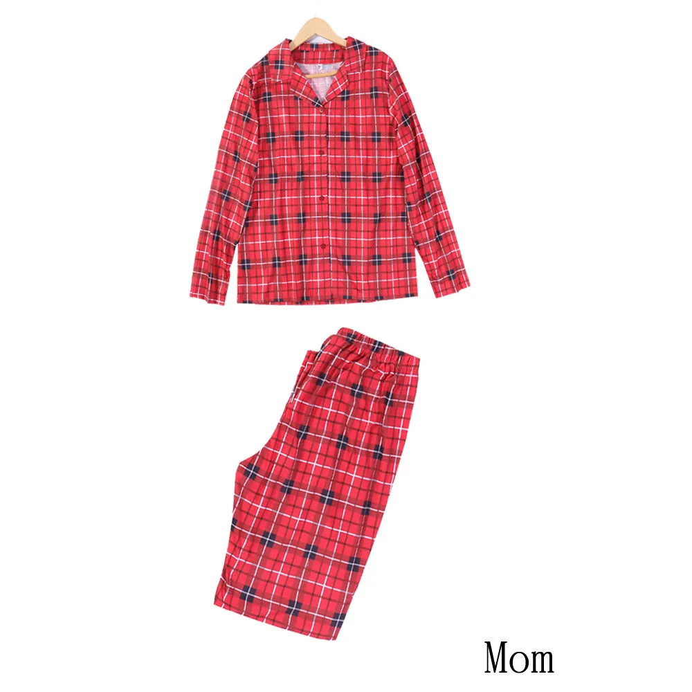 Family Parent-Child Christmas Family Matching Plaid Long Sleeve Pajamas