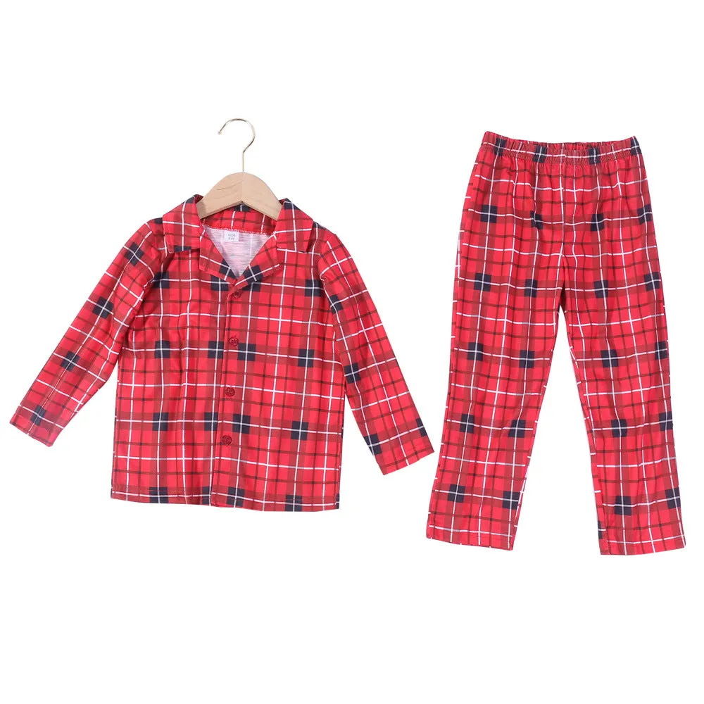 Family Parent-Child Christmas Family Matching Plaid Long Sleeve Pajamas