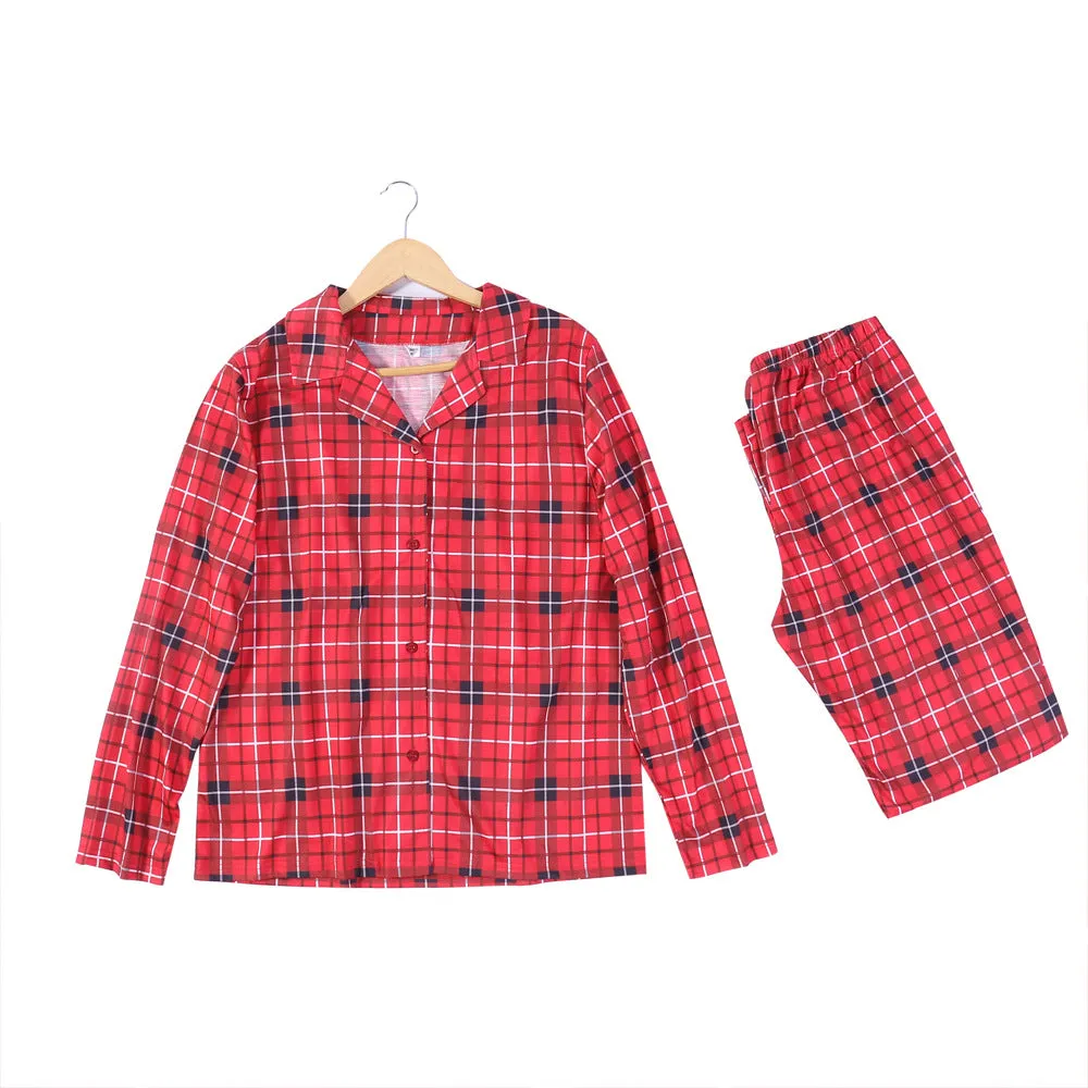 Family Parent-Child Christmas Family Matching Plaid Long Sleeve Pajamas