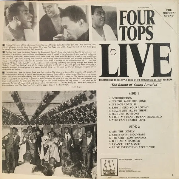 Four Tops - Four Tops Live (LP, Album, Mono, Ind) (VG )