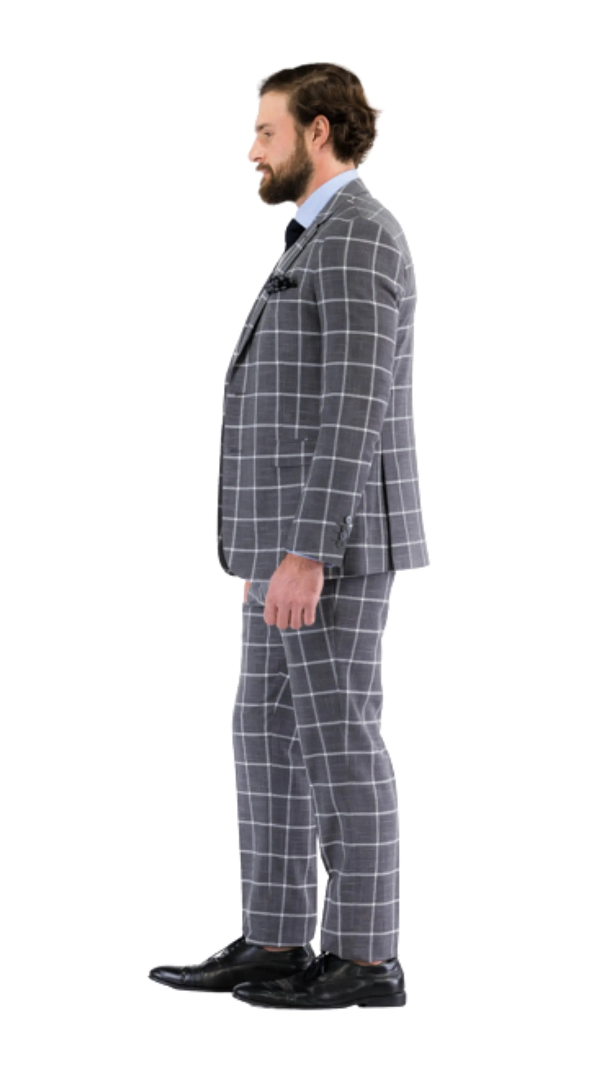 Harvy Mens Slim Fit Grey Check Suit