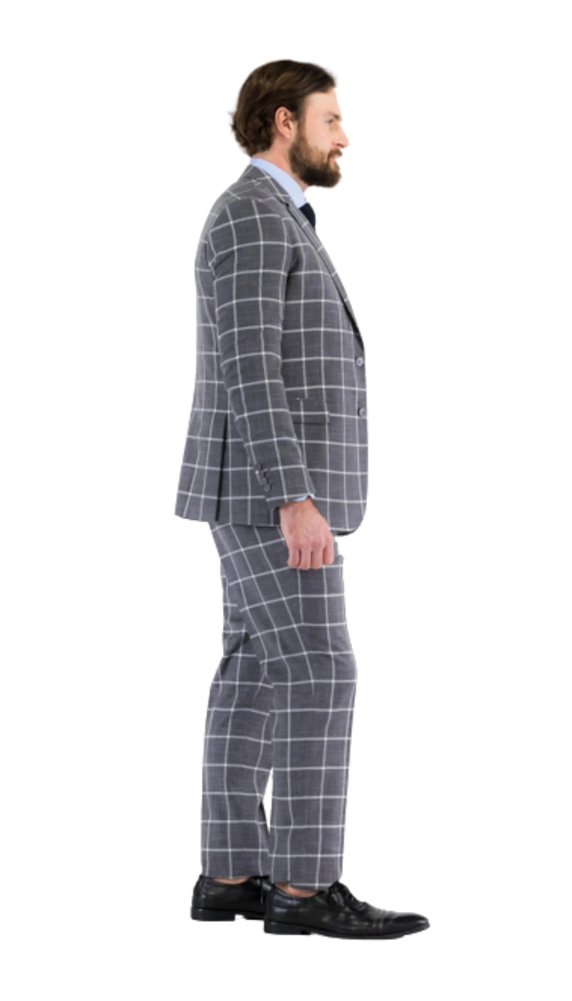 Harvy Mens Slim Fit Grey Check Suit