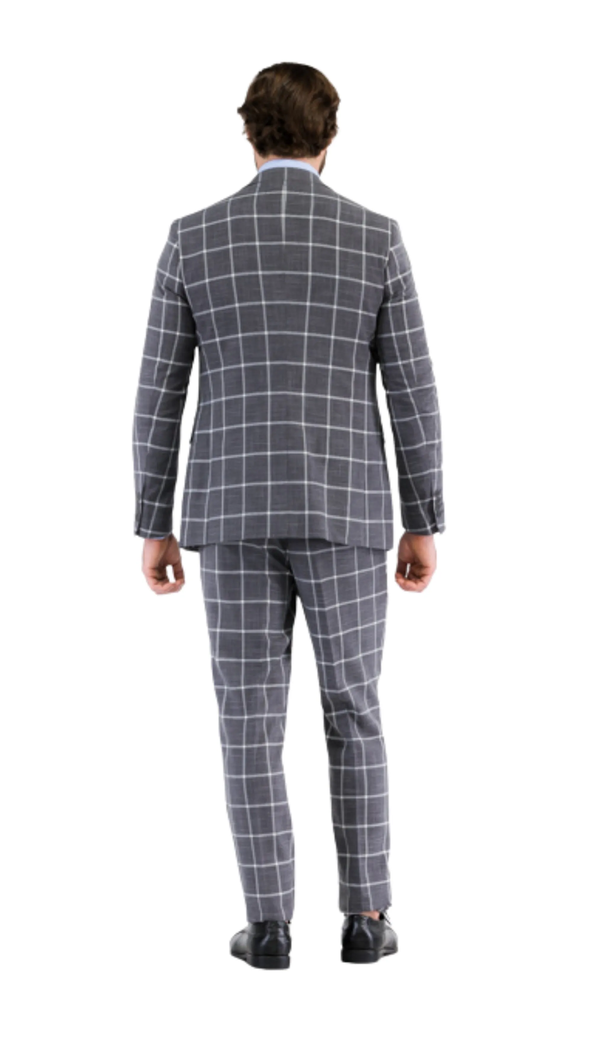 Harvy Mens Slim Fit Grey Check Suit