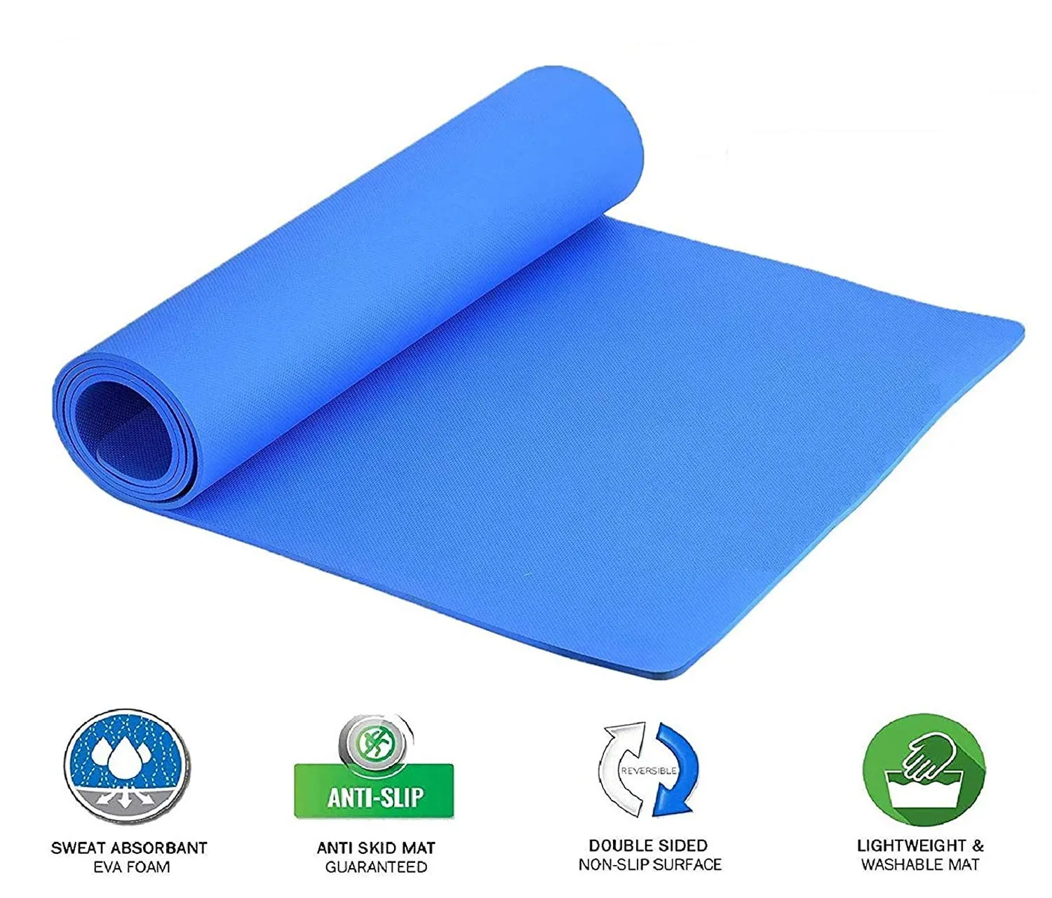 Kuber Industries 4 MM PVC Rubber Yoga mat 72" x 24", Blue