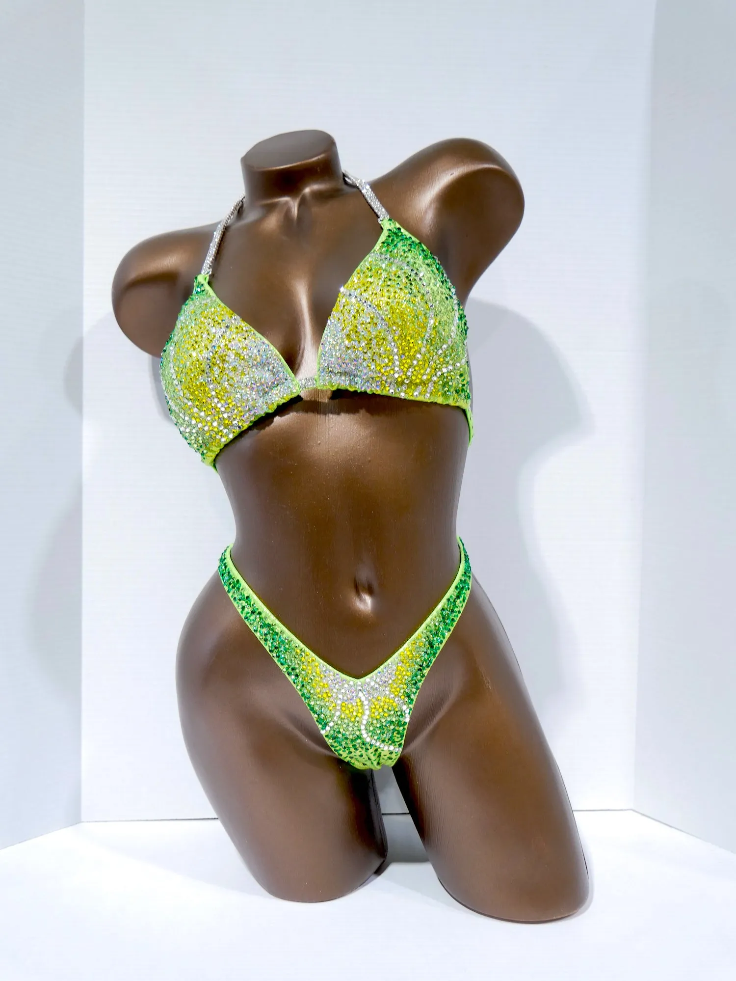 Lime Green Crystallized Figure Competition Suit