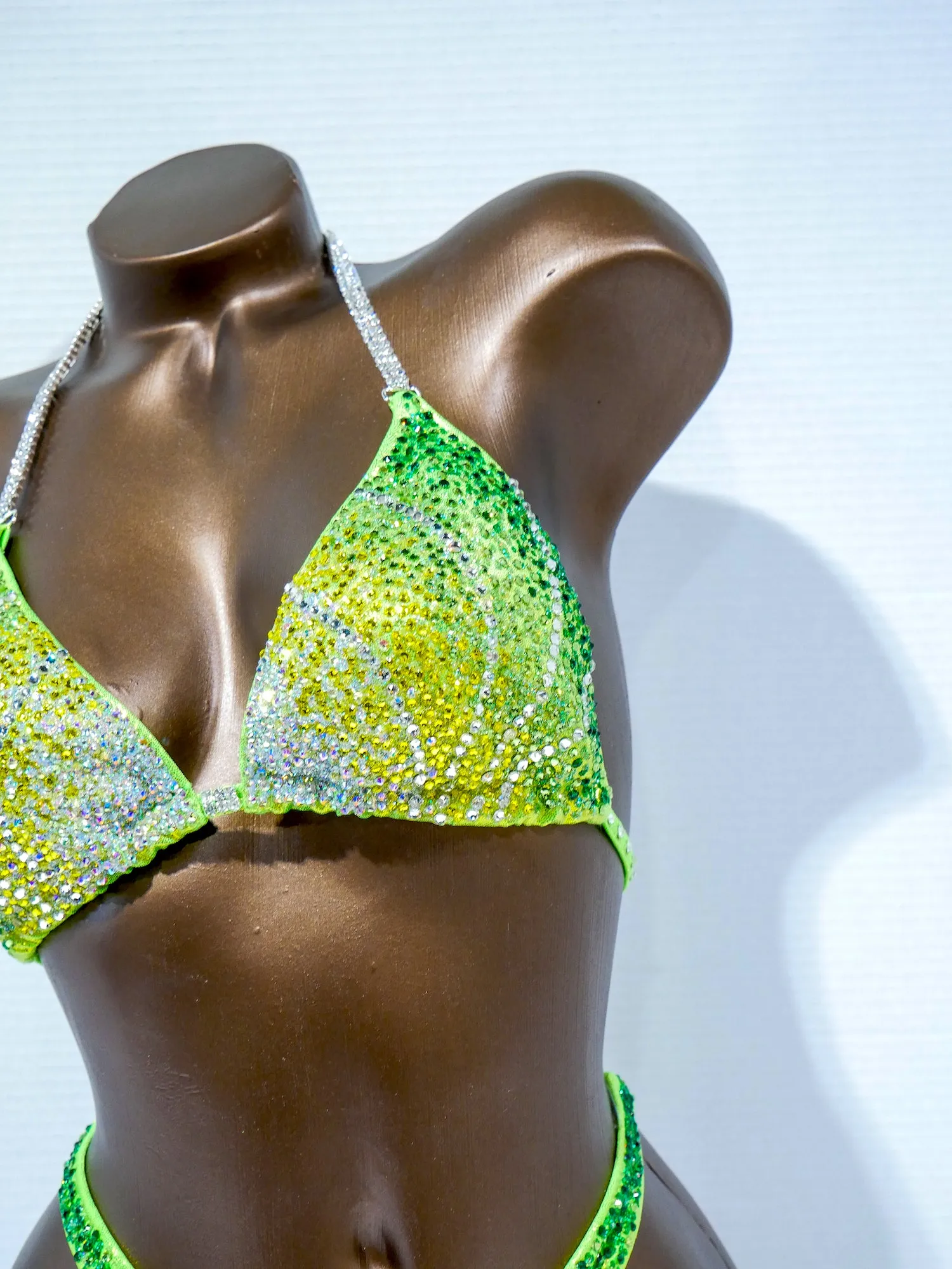 Lime Green Crystallized Figure Competition Suit