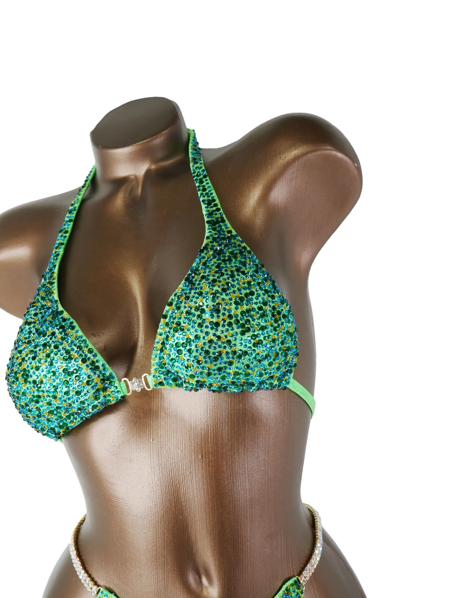 Lime Green Goddess Crystal Figure Competition Suit