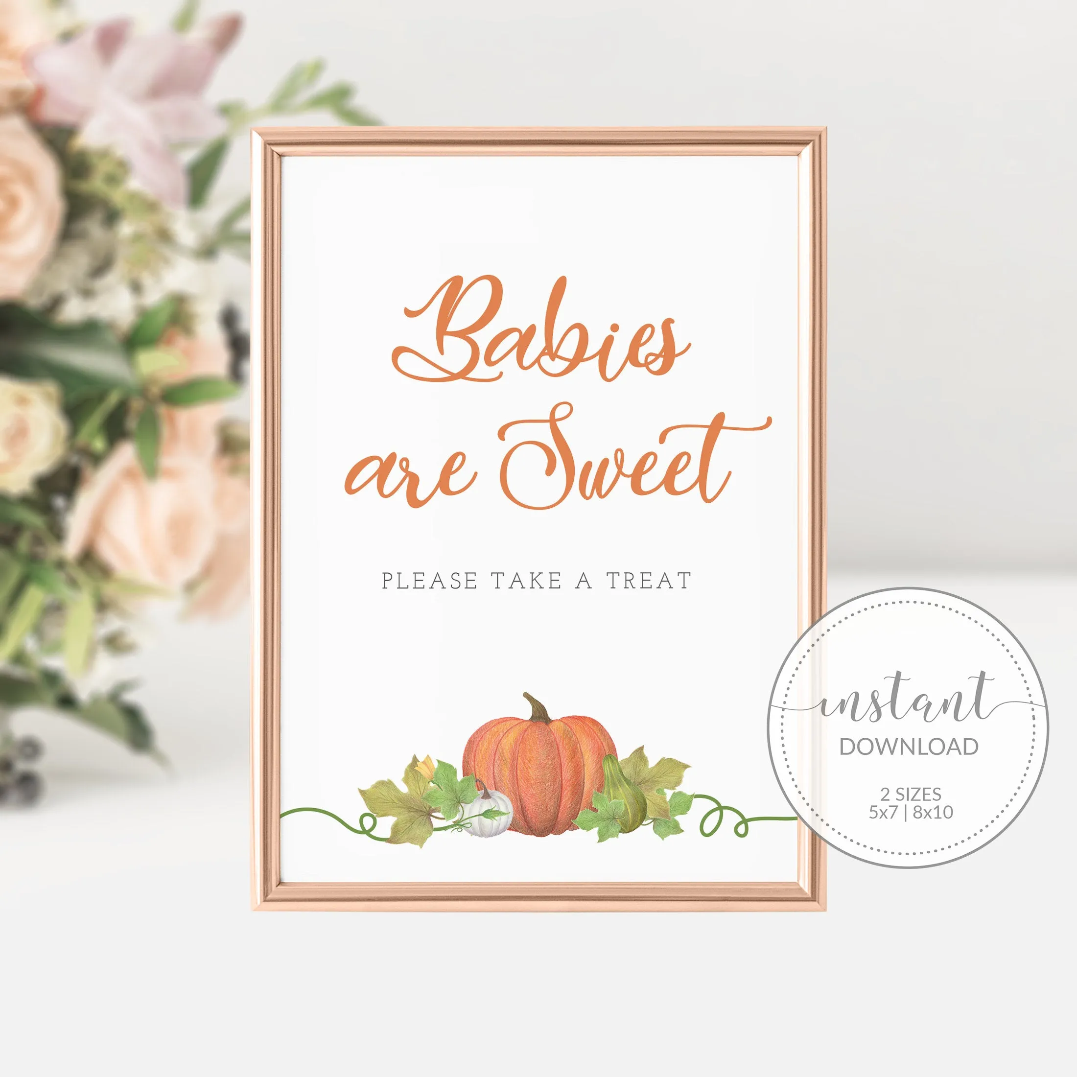 Little Pumpkin Baby Shower Treat Sign, Printable Fall Babies Are Sweet Dessert Table Sign, INSTANT DOWNLOAD - HP100