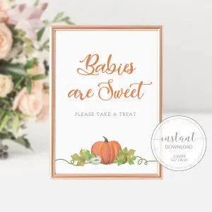 Little Pumpkin Baby Shower Treat Sign, Printable Fall Babies Are Sweet Dessert Table Sign, INSTANT DOWNLOAD - HP100