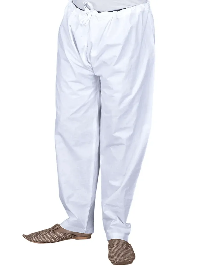 Men Solid Relaxed Fit Organic Cotton White Pajama