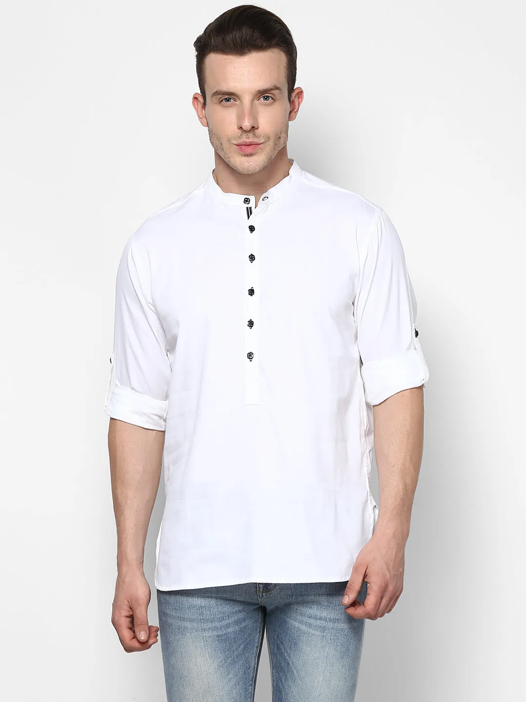 Men's White Pure Cotton Shirt Kurta - Even Apparels