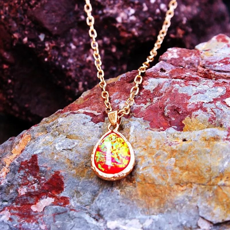 Natural Lava Gem Stone Necklace Colorful