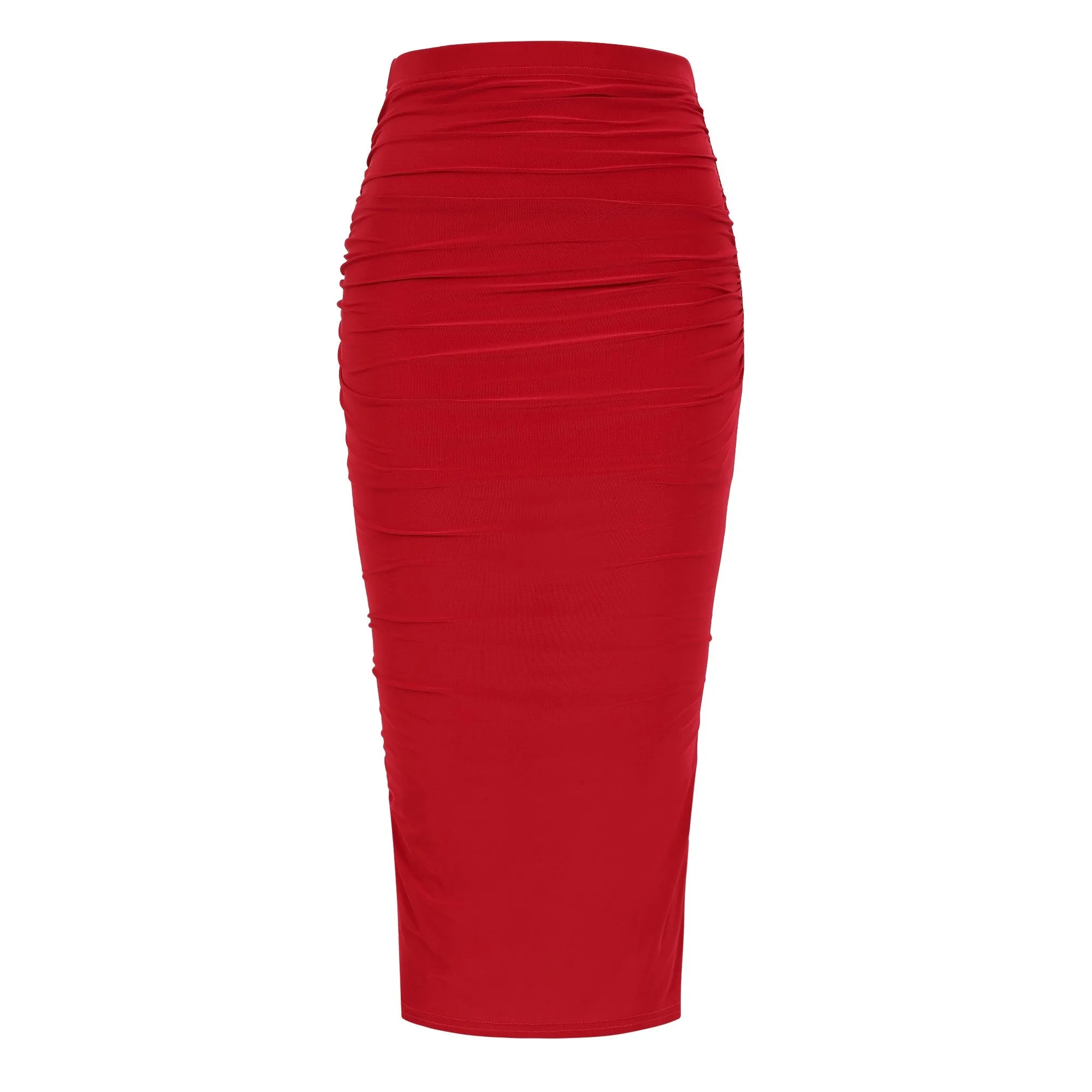 Red Soft Touch Pencil Bodycon Wiggle skirt