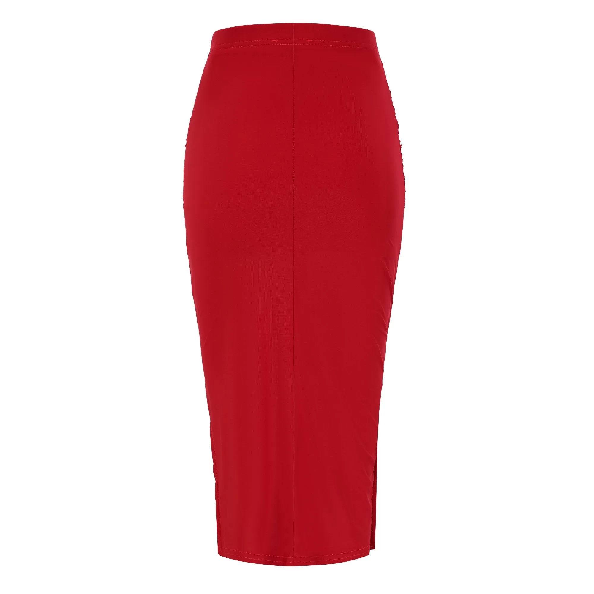 Red Soft Touch Pencil Bodycon Wiggle skirt