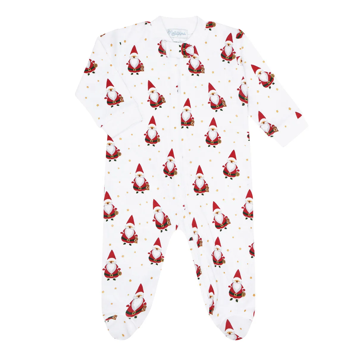 Santa Print Zipper Footie